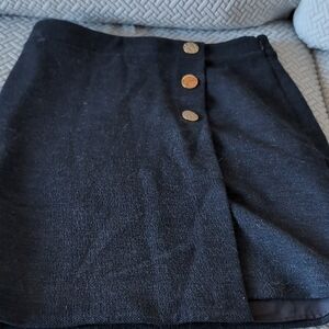 LOFT Navy Mini Skirt with Gold Buttons
